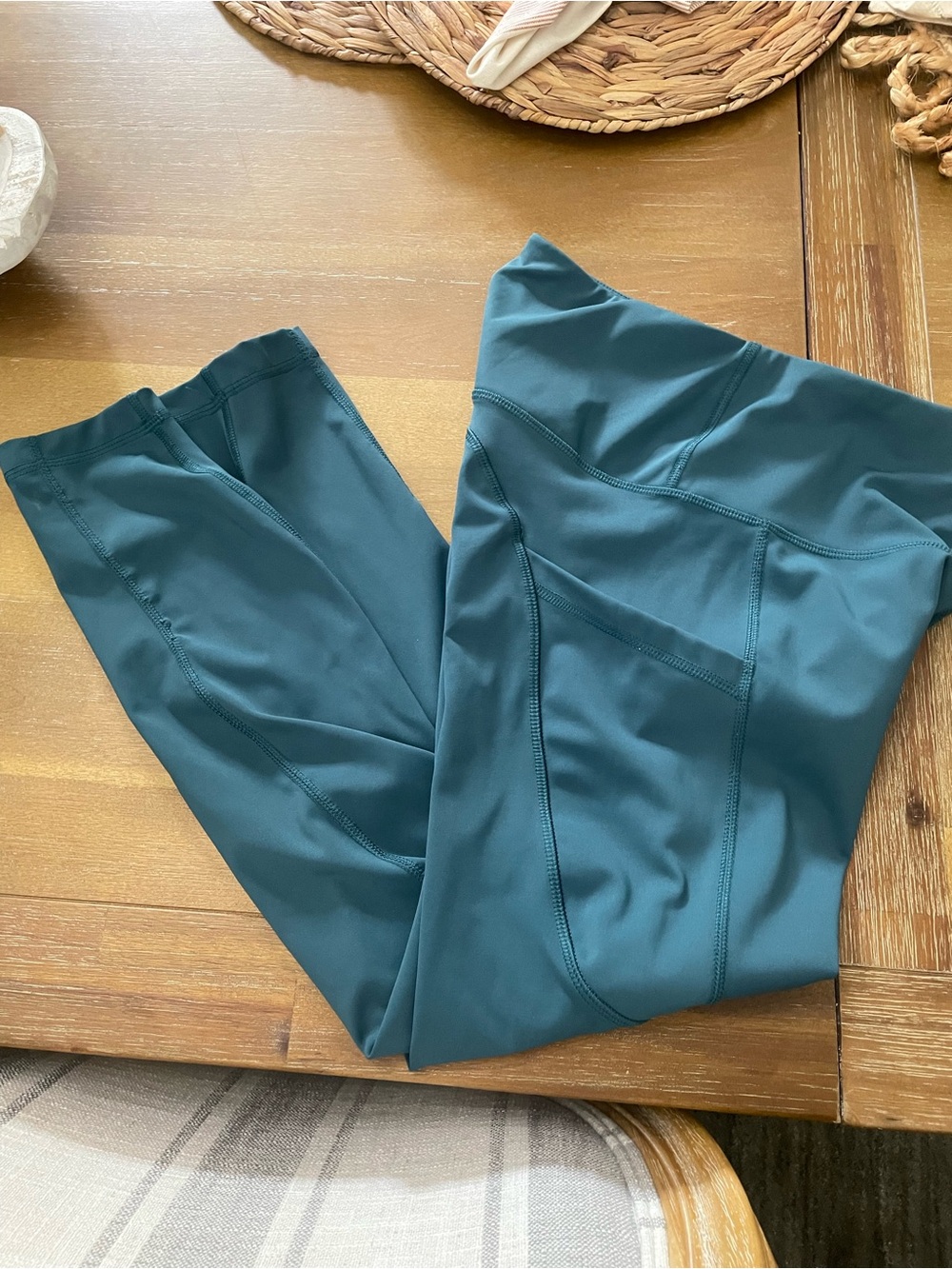 90 Degree By Reflex Teal Leggings with Logo Waistband - Picture 6 of 10